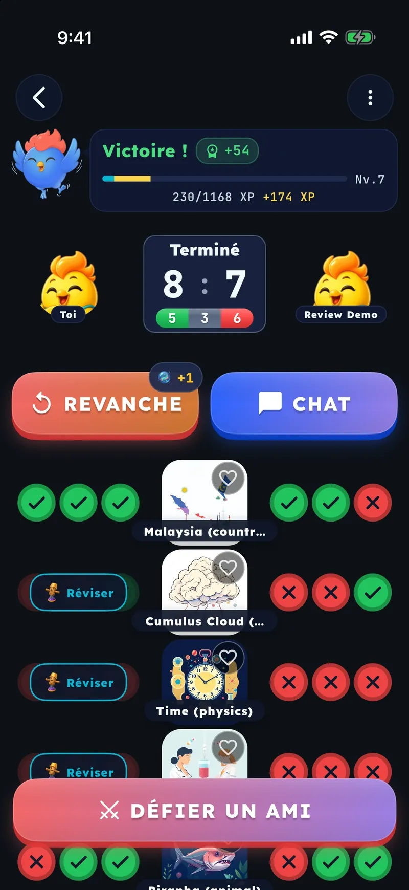 Un duel de quiz terminé