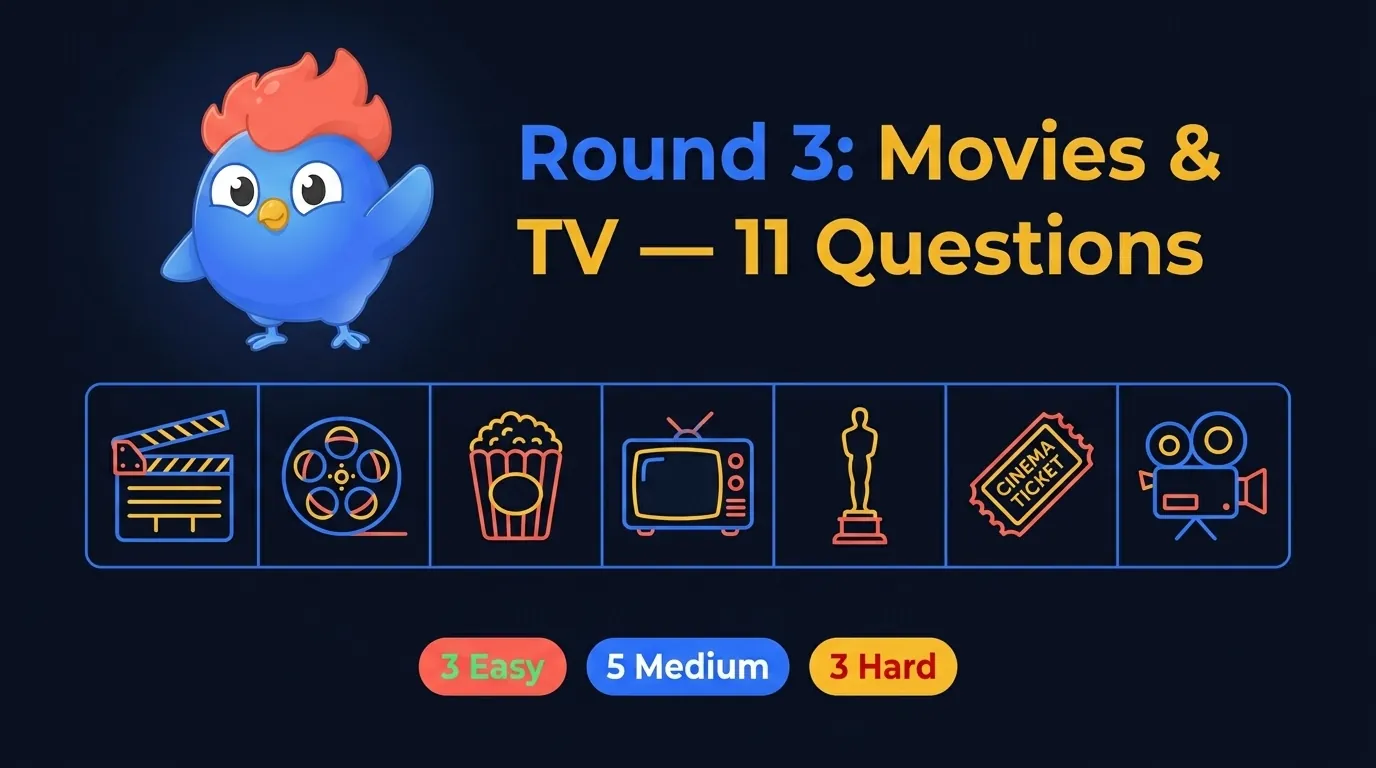 Round 3 Movies and TV icon set: clapperboard, film reel, popcorn bucket, CRT television, Oscar statuette, cinema ticket, retro camera