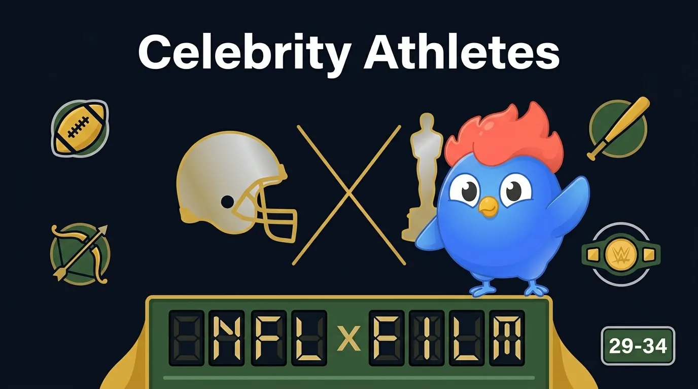 Infographie Sportifs-acteurs : casque de football et statuette Oscar croisés en silhouette dorée avec label « NFL x Oscar » en-dessous, sur bleu marine sombre et accents or chaud