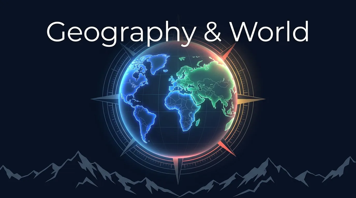 6 geography and world trivia questions covering time zones, climate extremes, borders, and map surprises at easy, medium, and hard difficulty
