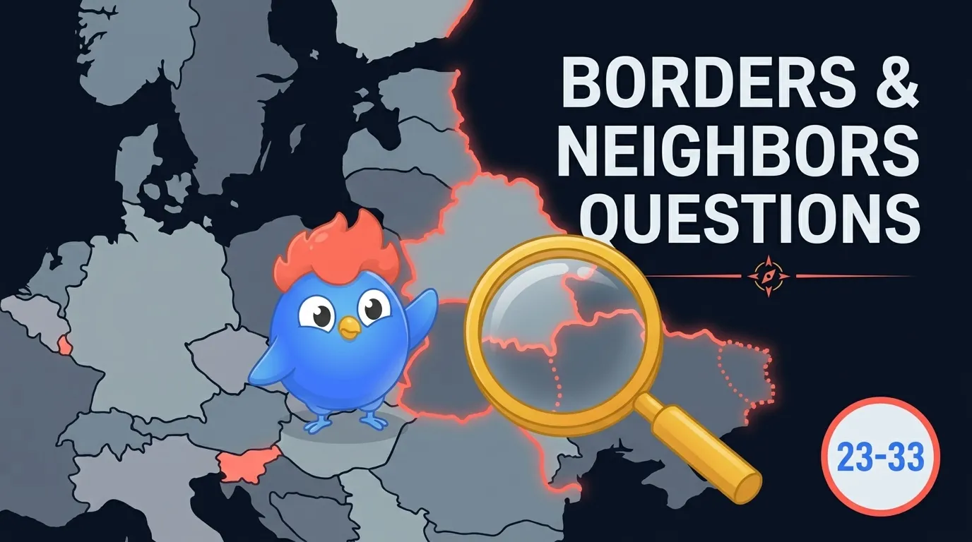 11 borders and neighbors trivia questions: USA-Canada longest border (8,891 km), China and Russia tied at 14 neighbors each, Peñón de Vélez de la Gomera shortest border (85 m)