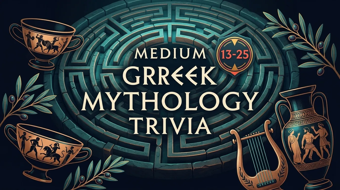 13 medium Greek mythology trivia questions covering Titans, lesser-known gods, and myth mechanics with 50% average first-attempt accuracy on LearnClash