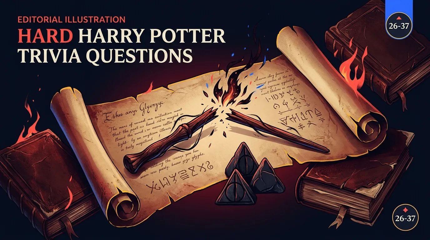 12 hard Harry Potter trivia questions covering full character names, publishing history, and obscure lore with below 30% first-attempt accuracy on LearnClash