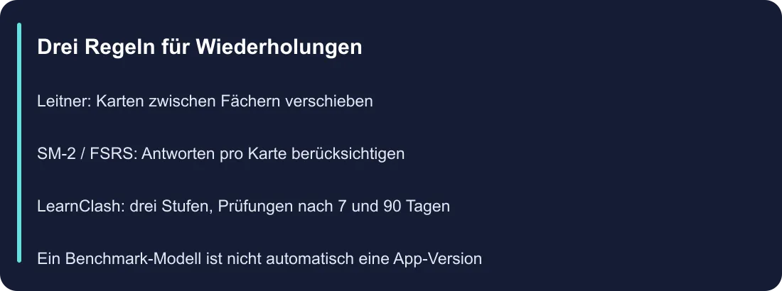 Drei Regeln für Wiederholungen
