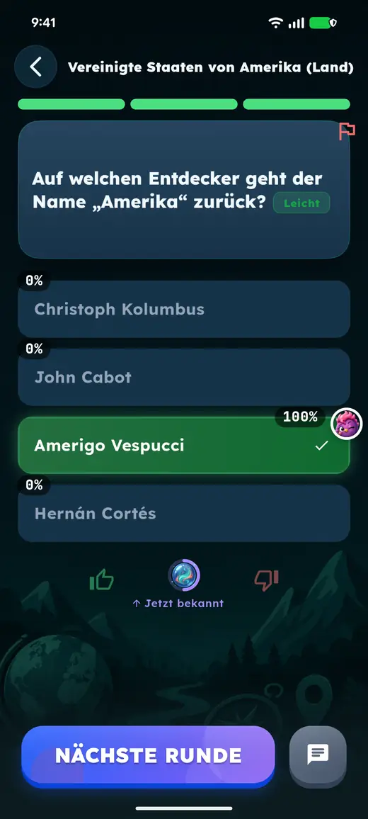Amerigo Vespucci, und die Gegnerin wusste es auch.