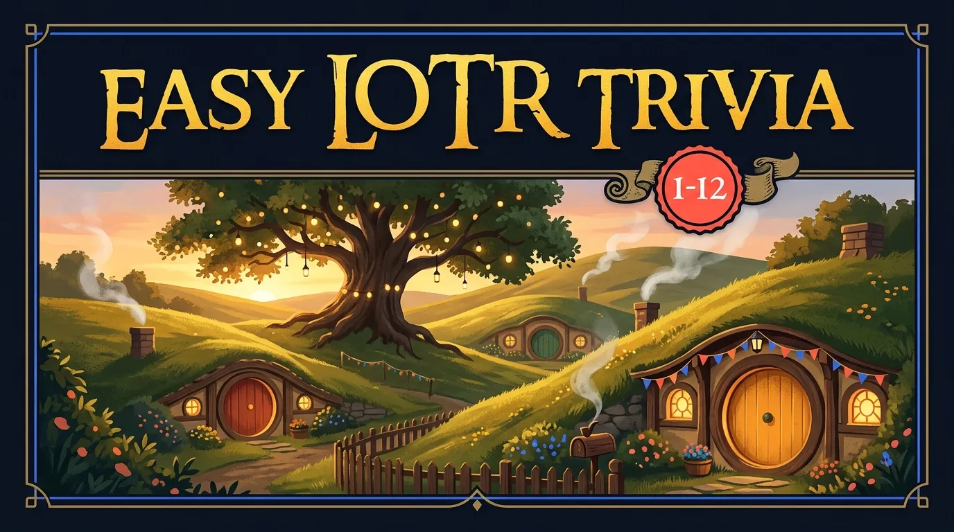 12 easy Lord of the Rings trivia questions covering core plot, main characters, iconic locations, and Fellowship basics with over 80% first-attempt accuracy on LearnClash