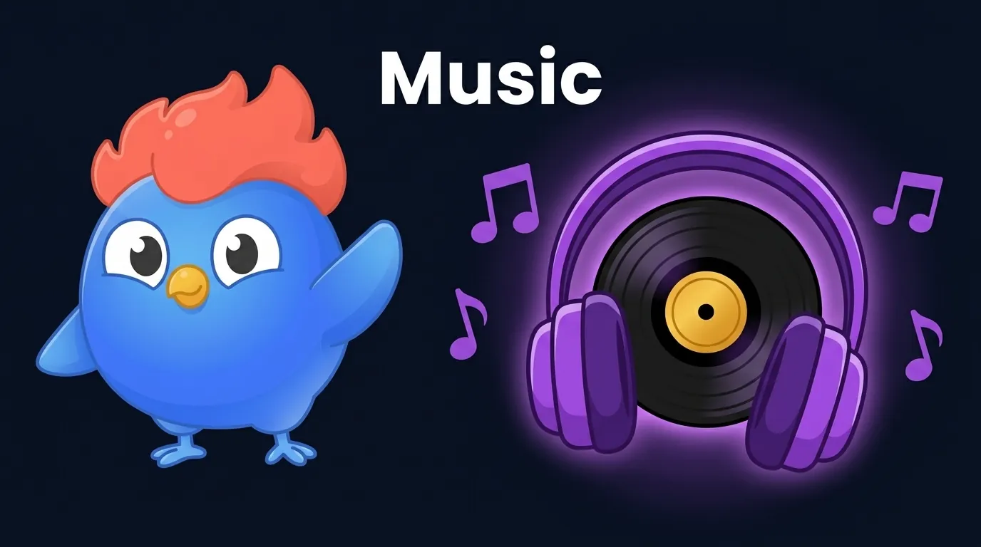 Round 4 pub quiz music: headphones, vinyl record, and music notes in purple glow