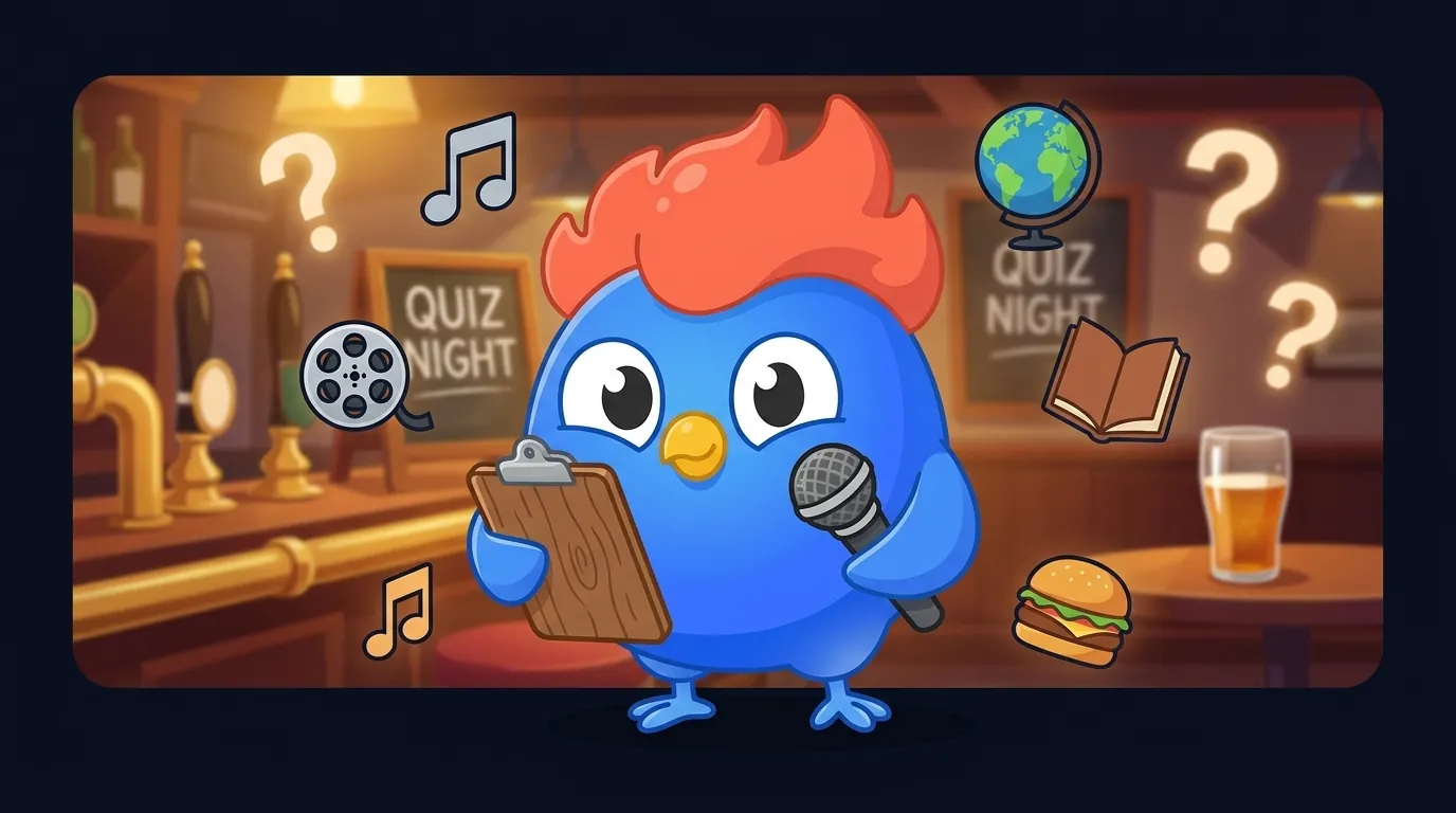 97 pub quiz questions across six rounds plus picture, music, and tie-breaker questions with answers and stump explainers