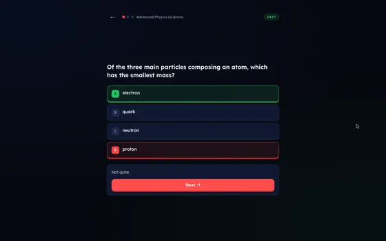 Écran de question montrant une mauvaise réponse avec explication détaillée