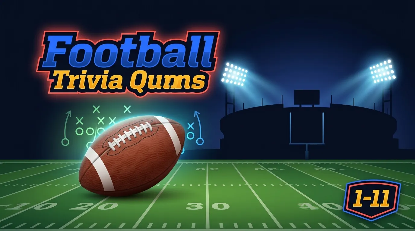 Football field with yard lines, goalposts, and stadium lights representing NFL trivia questions with difficulty levels from easy to hard