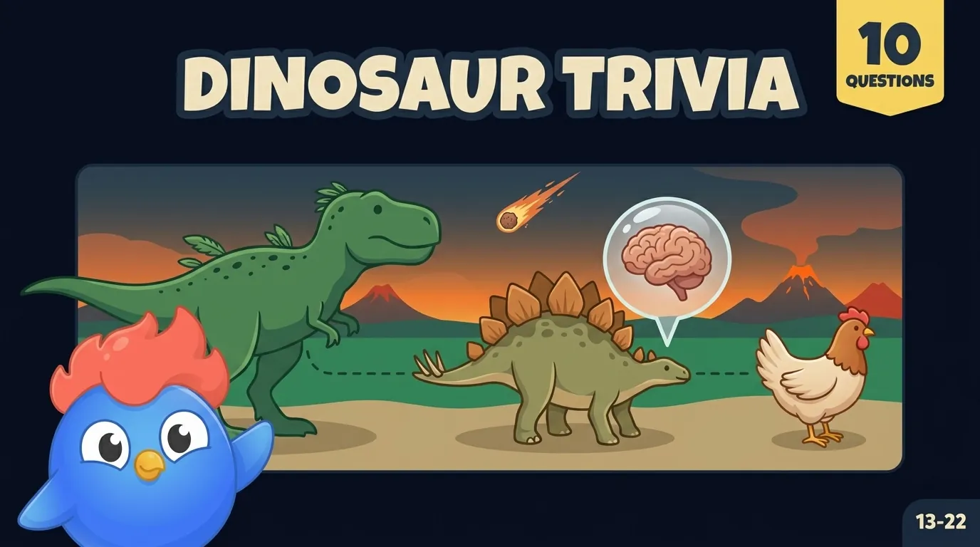 10 faits sur les dinosaures : le T-Rex avait des plumes, le cerveau du stégosaure avait la taille d'une noix, les dinosaures ont régné 165 millions d'années, les poulets sont les plus proches parents du T-Rex, le Nigersaurus avait 500 dents, l'astéroïde de Chicxulub a mis fin aux dinosaures, et le Megalosaurus fut le premier dinosaure scientifiquement nommé